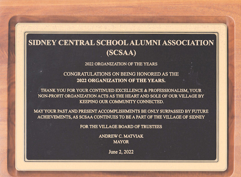 Village of Sidney SCSAA Organization of the Year 2022
